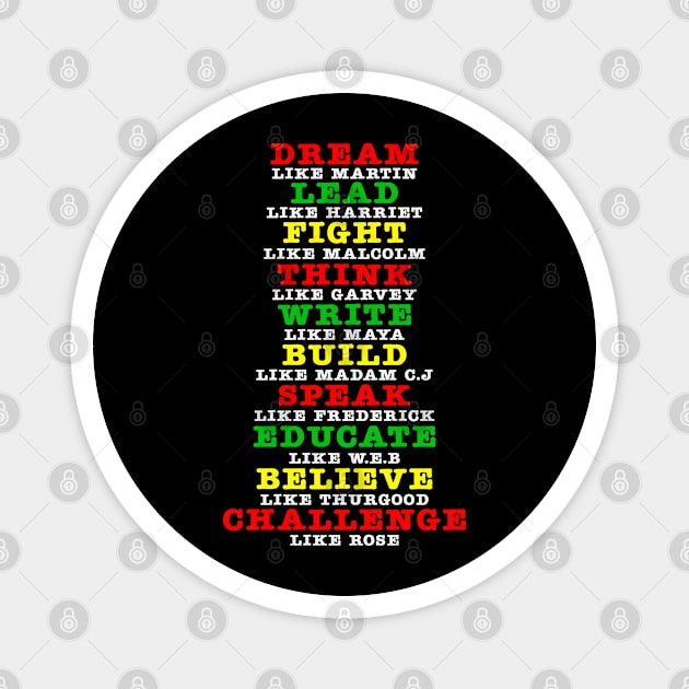 African American Leaders Black History Month Magnet by UrbanLifeApparel